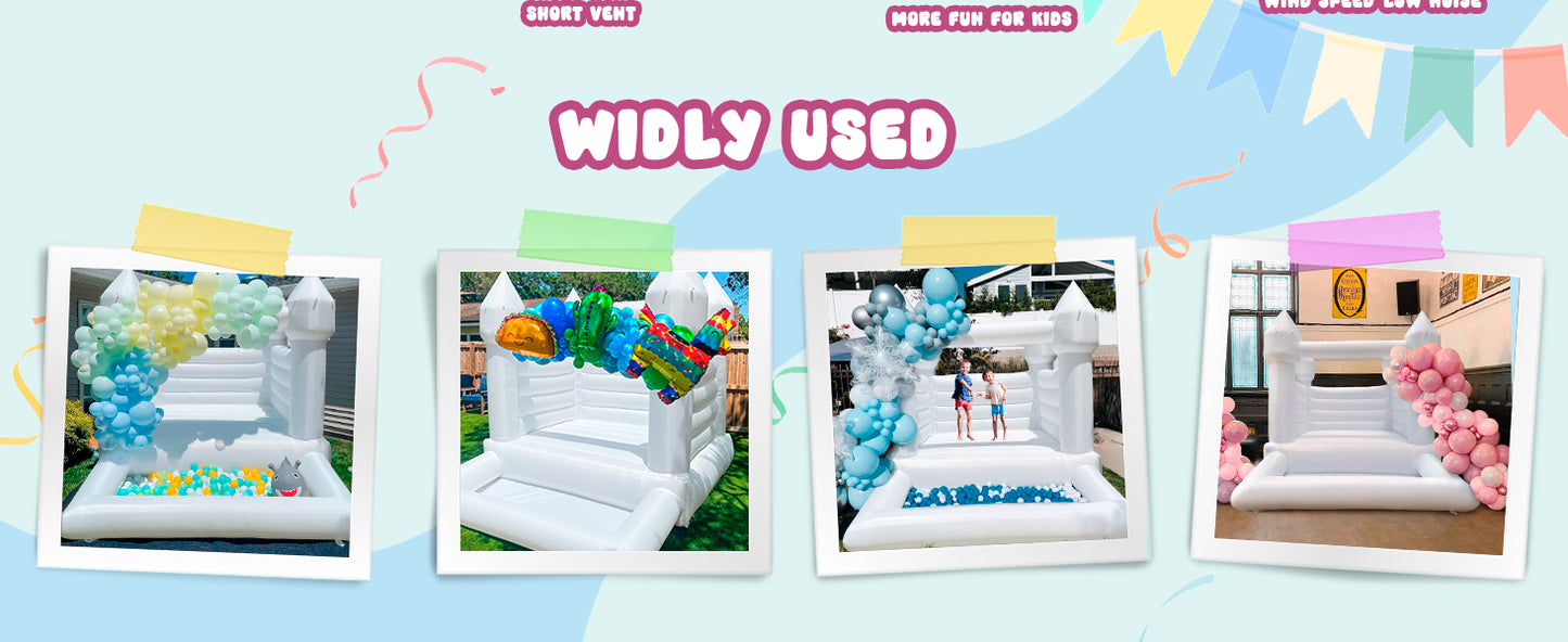 10x8ft Toddler's Party Inflatable White Bounce House With Slide And Ball Pit / Customization / Bouncy Castle Includes Blower