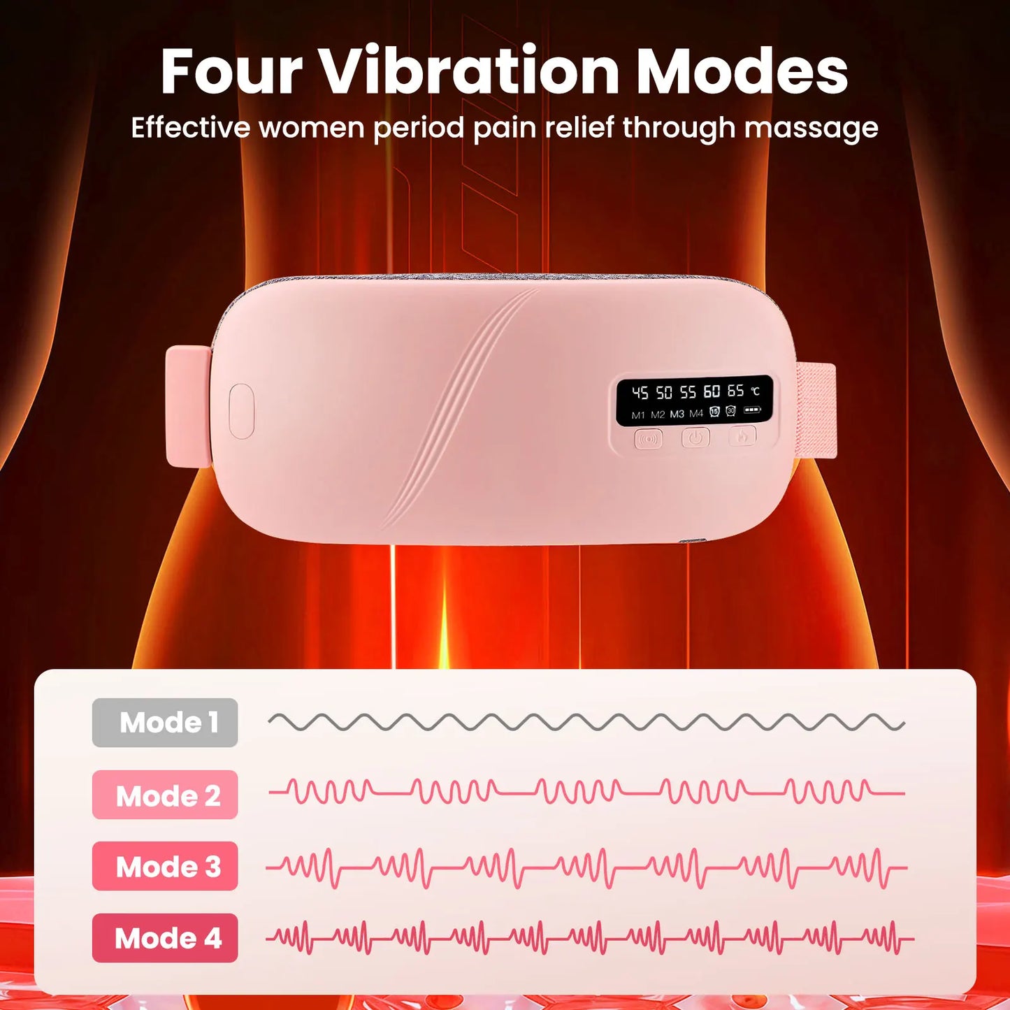 **5 Modes Electric Heat Vibration Waist Massage Belt / Smart Warm Palace / Women / Menstrual Heating Pad for Cramps Period Relief