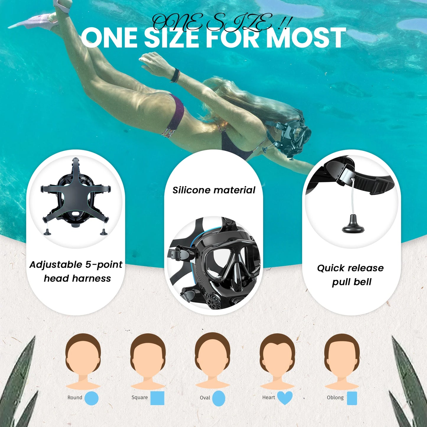 Full Face Diving Mask with Camera Mount / Full Face Snorkel Mask for Adults / Compatible 1L/2L Scuba Diving Tank