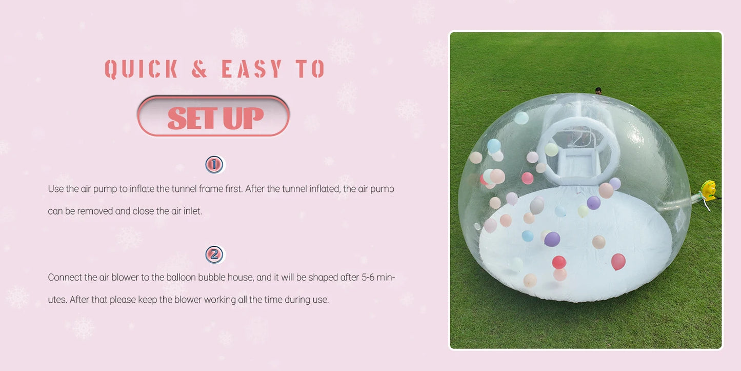 Inflatable 3M 10FT PVC Bubble House / Inflatable Children Toys / Outdoor Castle With 750W Air Blower & 100 balloons