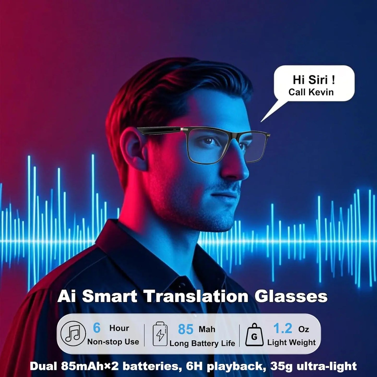 AI Translation Smart Glasses with photochromic lenses / Supports 160+ languages / Real-time translation