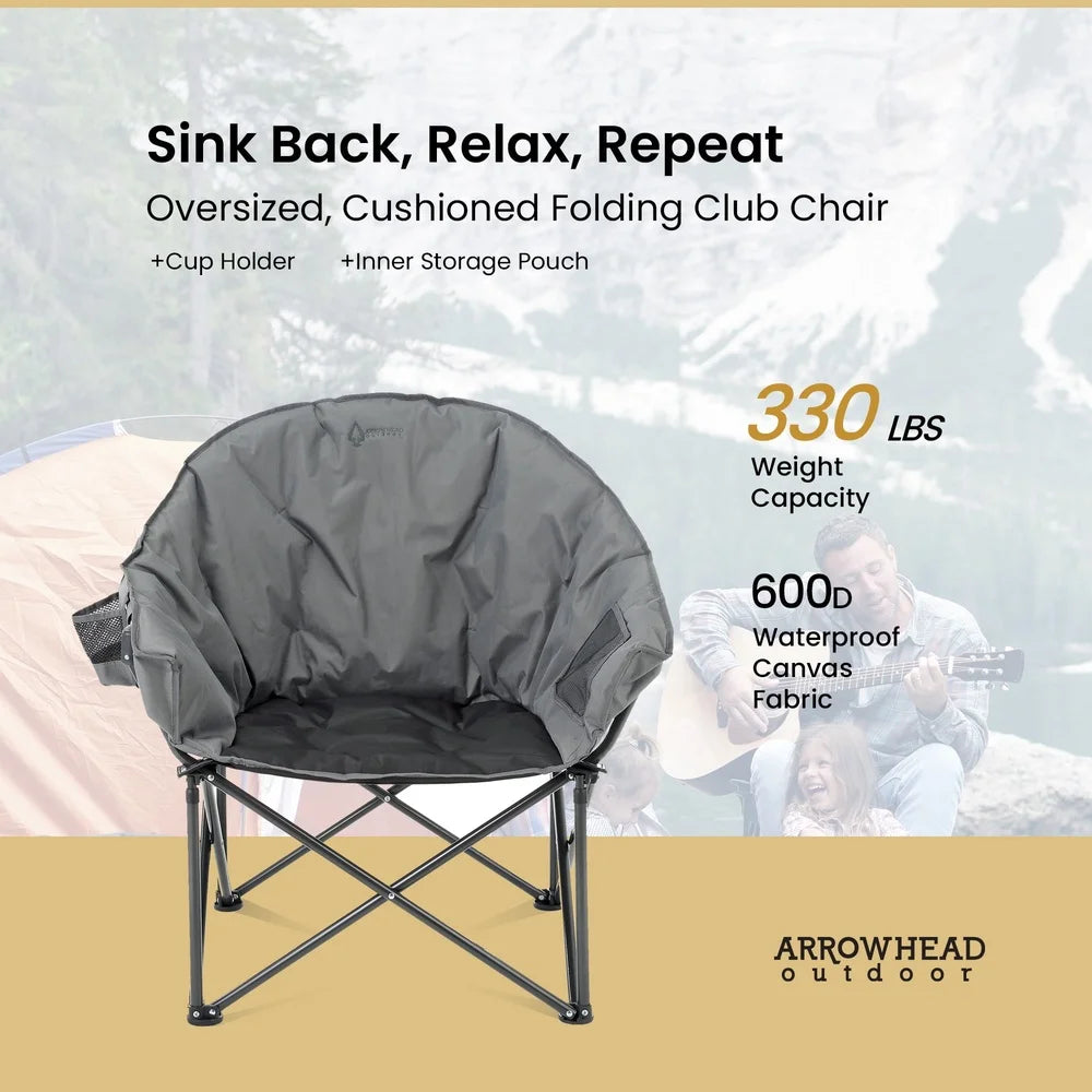 Oversized Heavy-Duty Folding Camping Chair with Cup Holder
External Pocket
Portable
Padded Seat