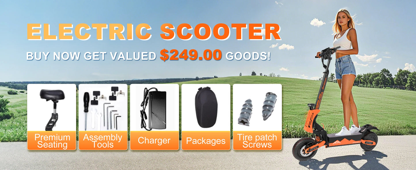 Electric Scooter / 5600W Dual Motor 60V27AH / 46MPH / 46Miles Range, / Off-Road Vacuum Tires / 330LBS Load / 45°Climbing