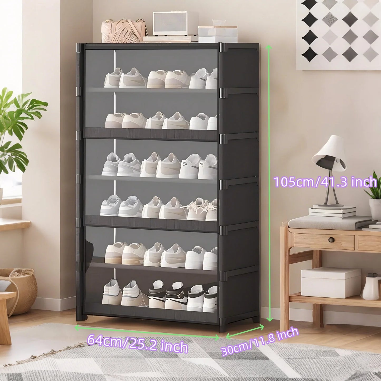 Multi-layer Shoe Cabinet / Dustproof Shoe Rack / Shoe Organizer / Shelf Shoe Storage Cabinet / Space Saving With Clear Lid