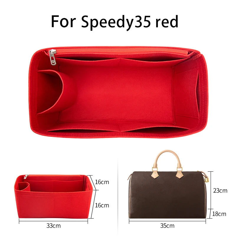 WUTA Felt Insert Bag Organizer For LV Speedy 20 25 30 35 / Flap Handbag / Inner Bag Makeup Travel Purse Storage Tote Bag Accessories