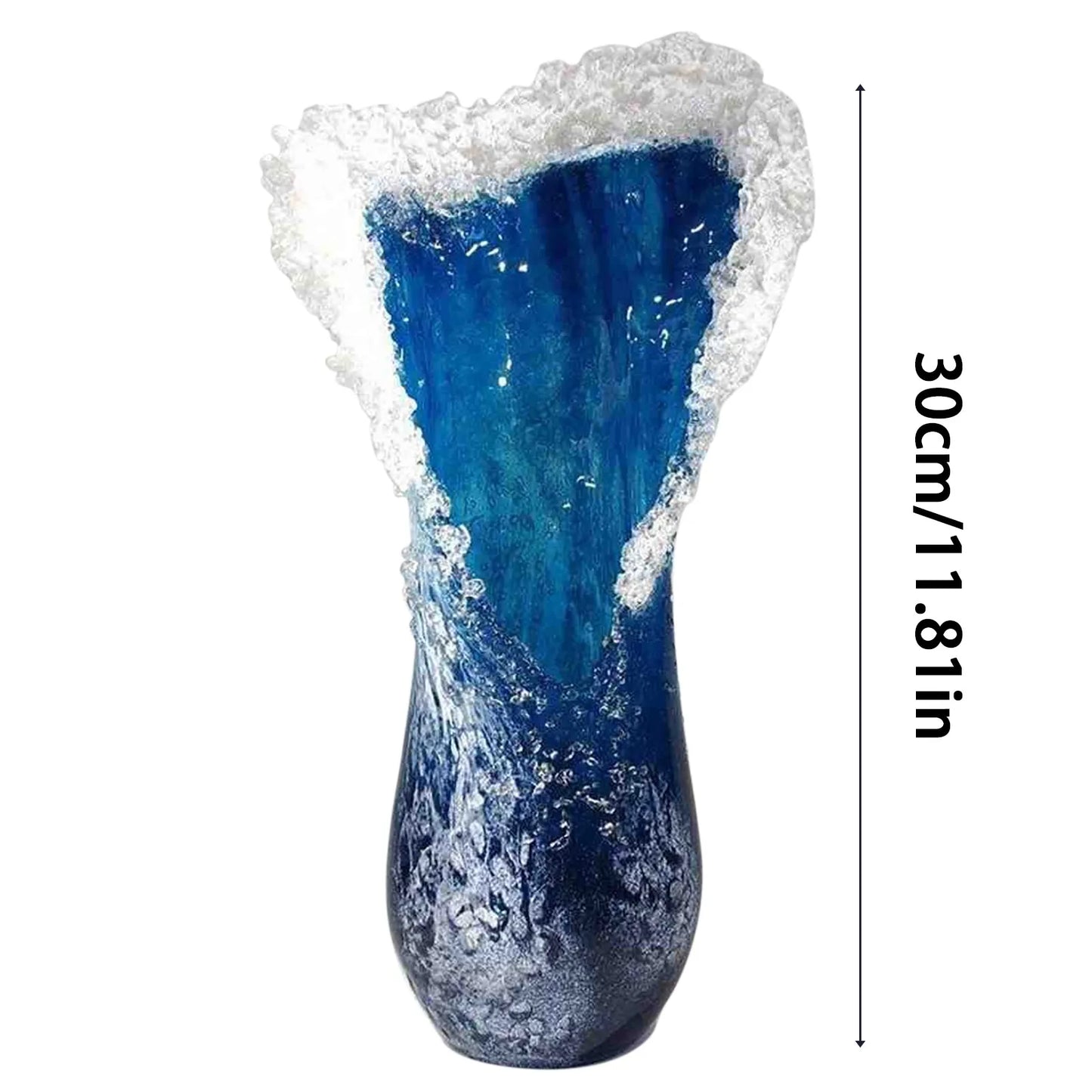Sea Wave Vase / Wavy Vase / Resin / Blue Wavy Vase / For Office / Living Room / Decorations / Decor