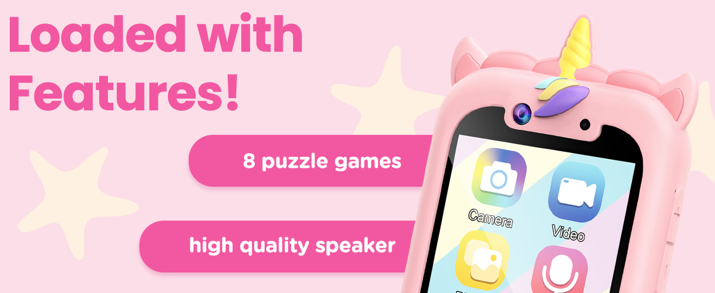 Kids Smart Phone / Educational  / Girls / Gifts / Ages 2-10 / Camera / Recorder / Games / Toddler Toy / Learning Smart Phone