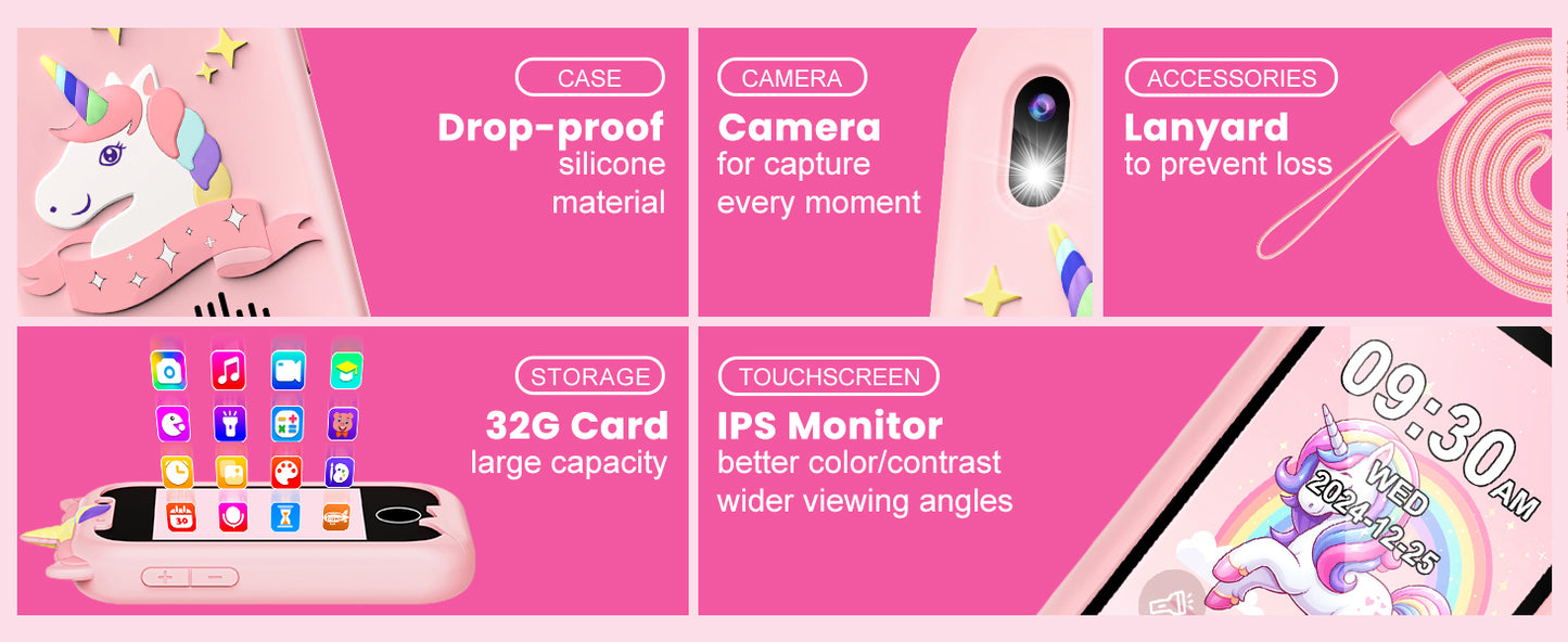 Kids Smart Phone / Educational  / Girls / Gifts / Ages 2-10 / Camera / Recorder / Games / Toddler Toy / Learning Smart Phone