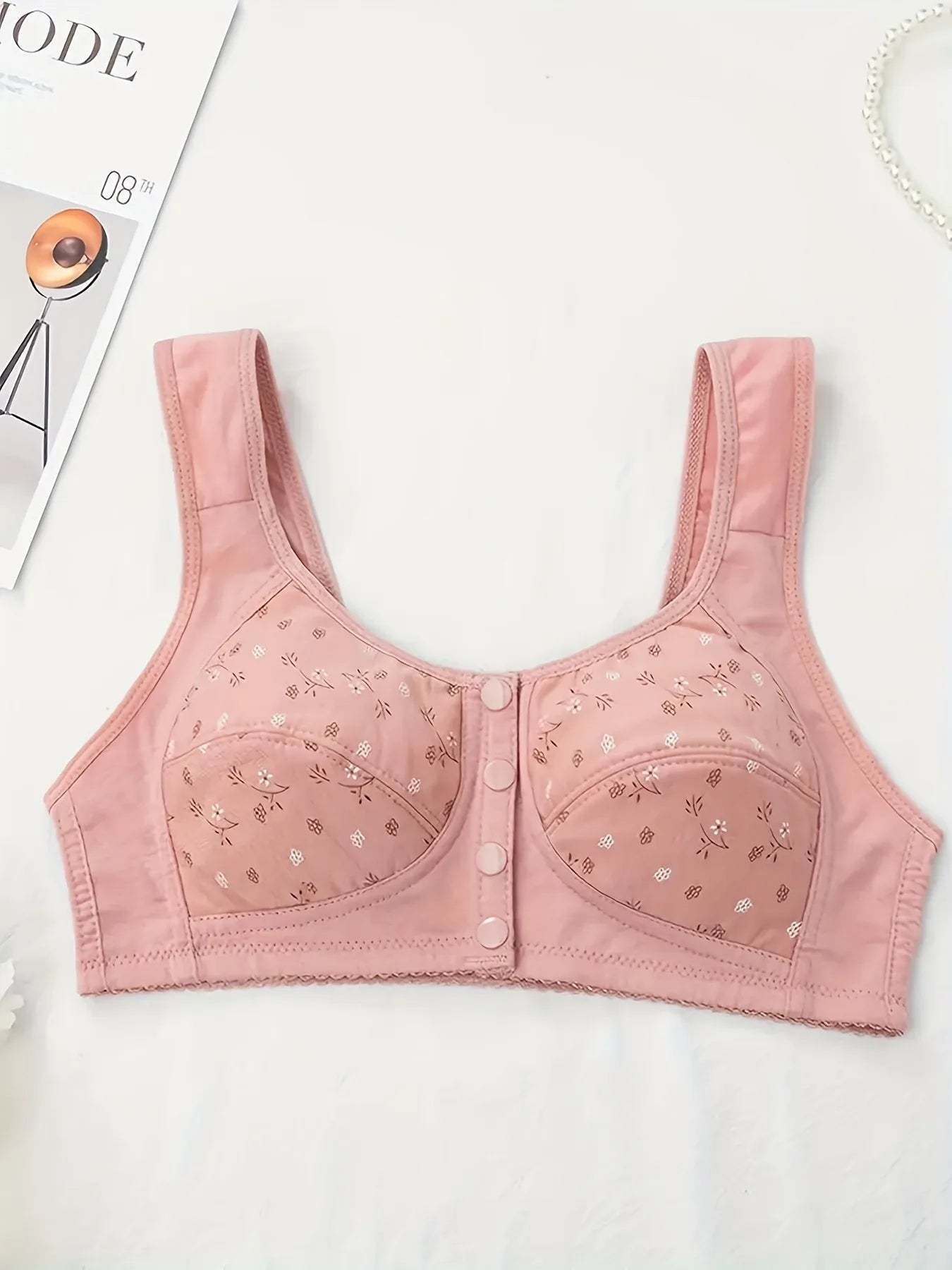 **Elegant Front Buckle Floral Bra for Women / 7-Piece Set / Pressurized Support / Adjustable / Breathable / Ideal for Breastfeeding