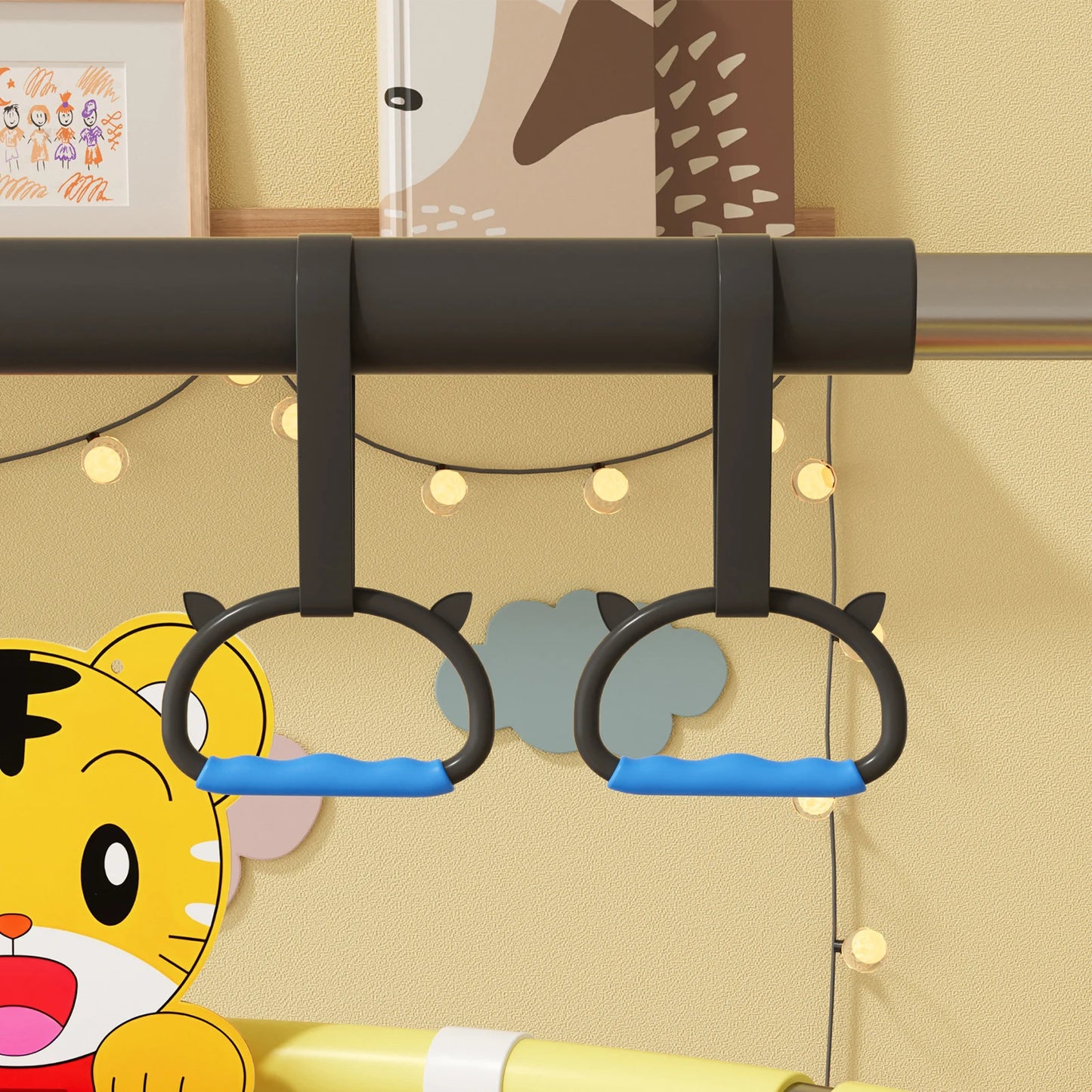 5FT Kids Trampoline, Adjustable Baby Toddler Trampoline with Basketball Hoop, Swing, Sandbag, Ocean Balls