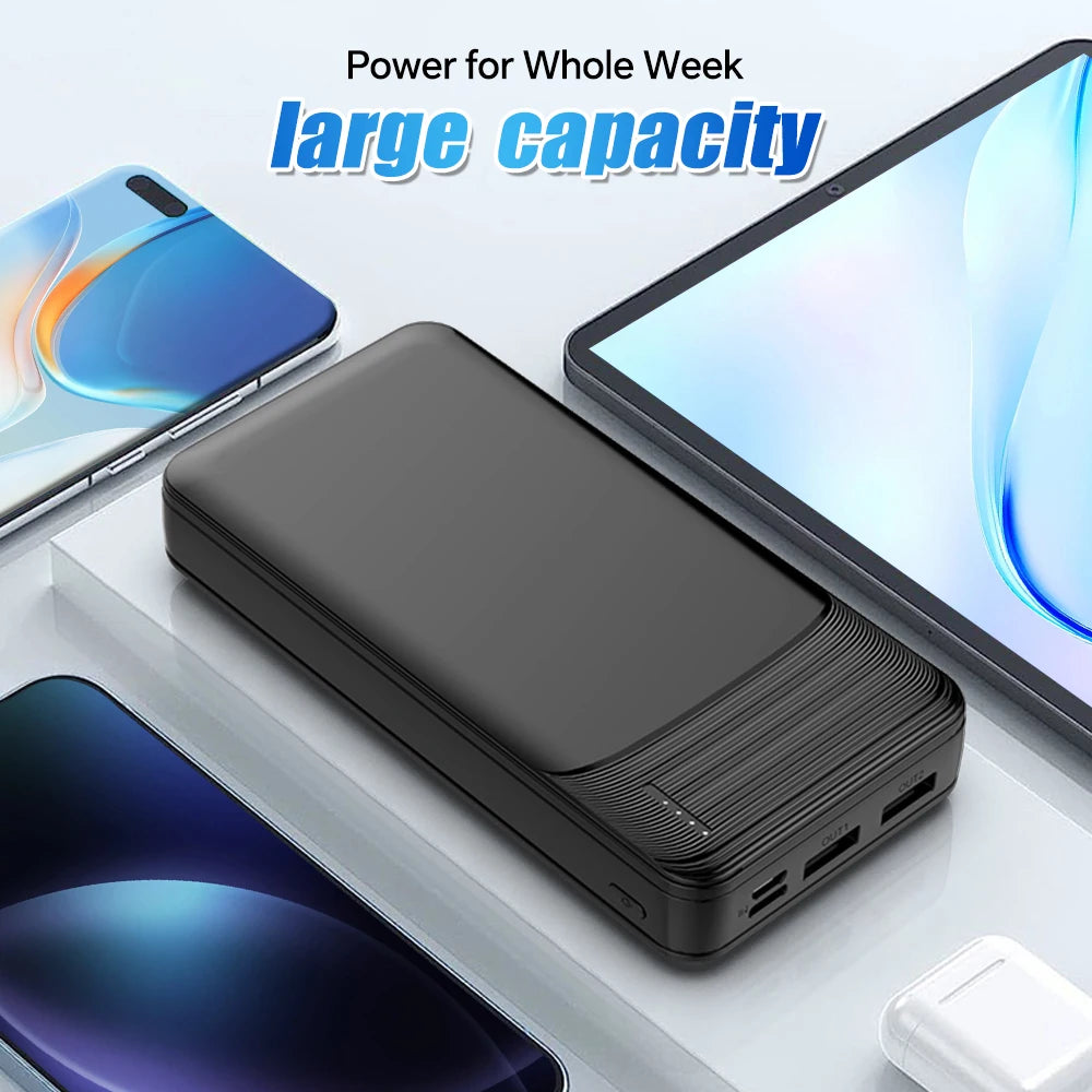 30000mAh Large Capacity Power Bank / USB-C Quick Charge With 2 Outputs & 2 Inputs  / For Most Electronic Devices