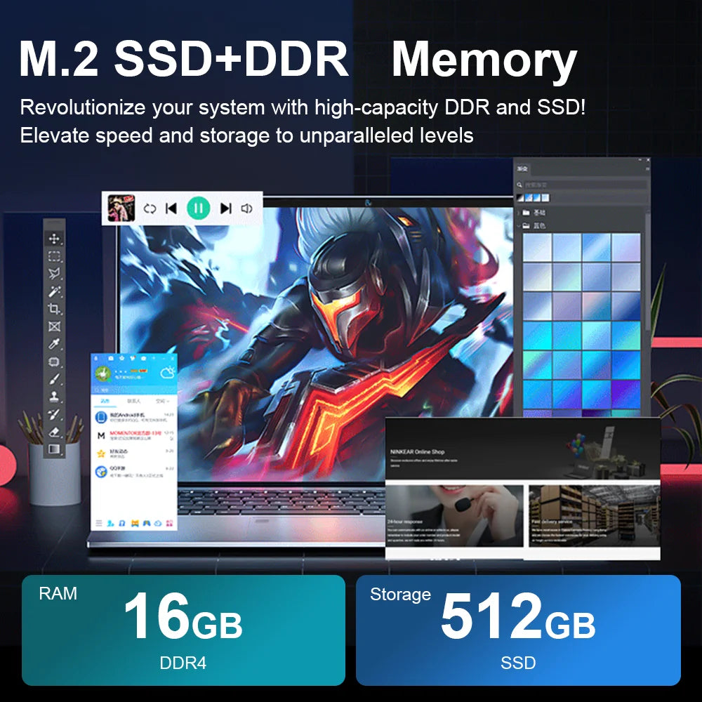 15.6" HD N4000 IPS Laptop Computer Intel Celeron Notebook / PC Fingerprint Unlock / Windows 11 / Pro 16GB DDR4 1TB SSD Gaming Laptop