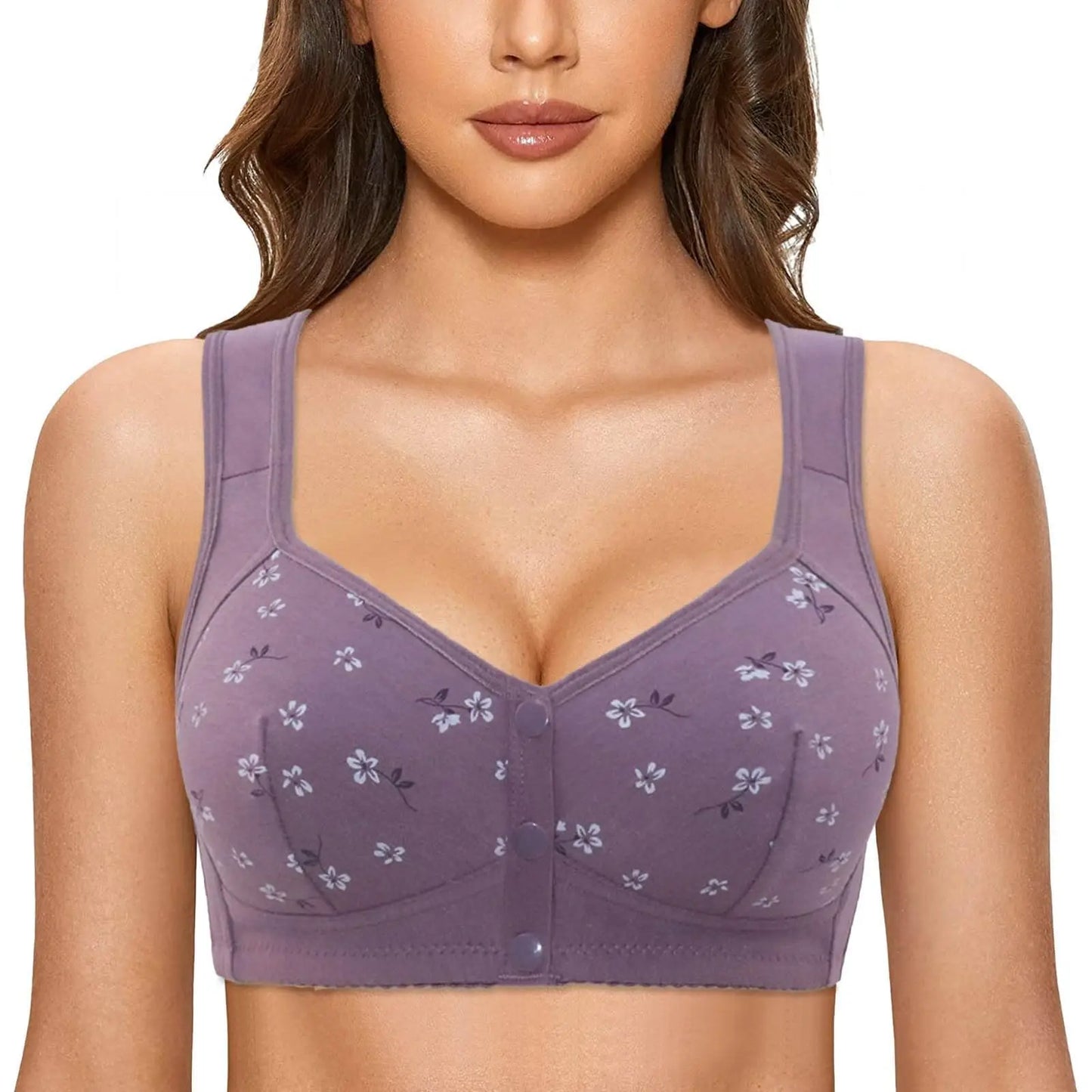 **Elegant Front Buckle Floral Bra for Women / 7-Piece Set / Pressurized Support / Adjustable / Breathable / Ideal for Breastfeeding