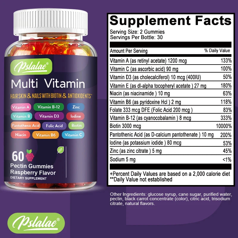 **Multivitamin Gummies w/ Vitamins and Minerals / Enhances Energy Levels / Immune Support / Antioxidant / 60 Gummies