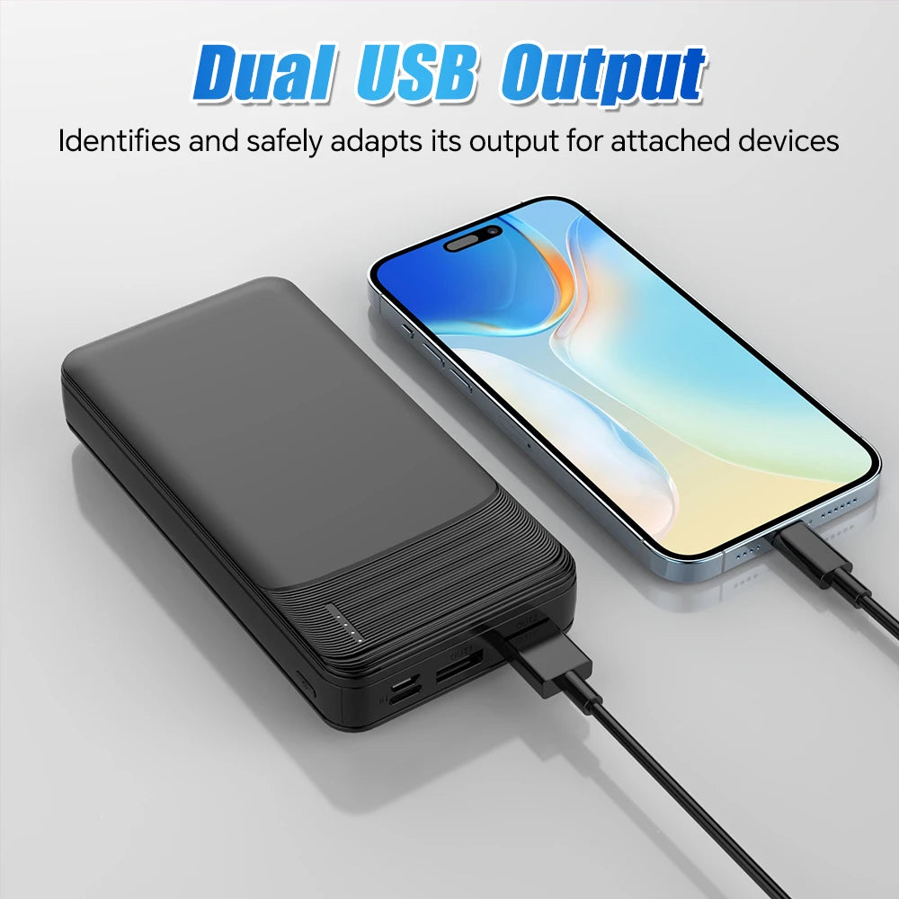 30000mAh Large Capacity Power Bank / USB-C Quick Charge With 2 Outputs & 2 Inputs  / For Most Electronic Devices