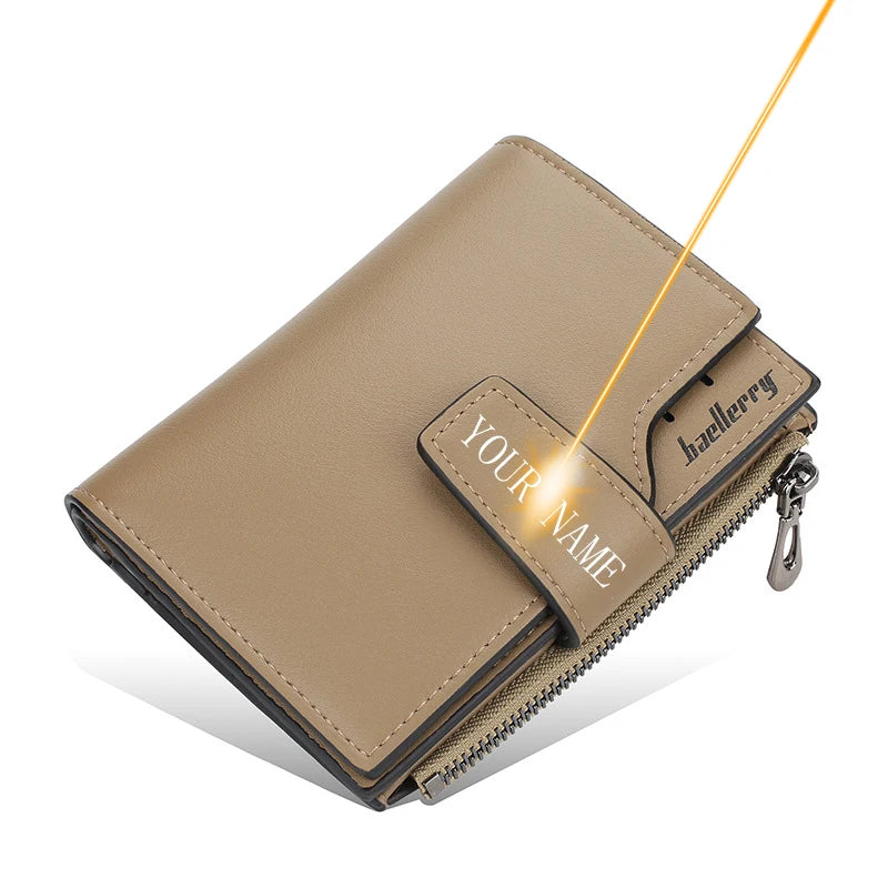 **Personalized Photo Name Wallet for Men And Women / PU Leather Tri-fold / Zipper Coin Pocket