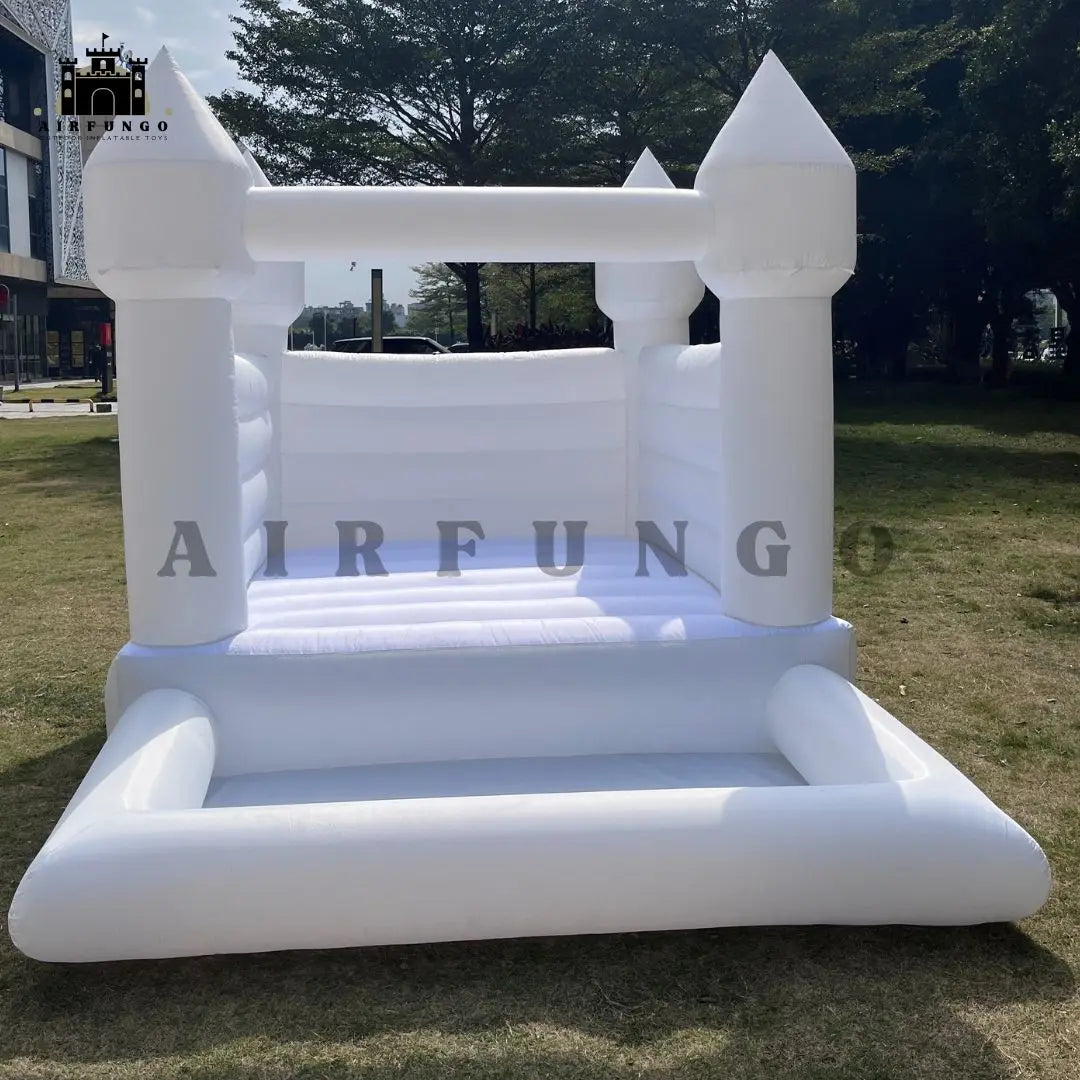 10x8ft Toddler's Party Inflatable White Bounce House With Slide And Ball Pit / Customization / Bouncy Castle Includes Blower