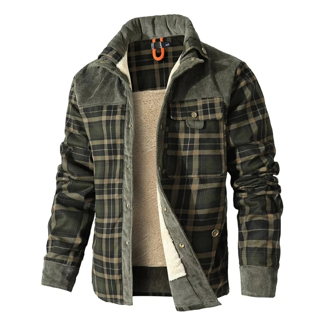 **Men's Jackets / Winter / Windproof / Warm / Casual / Bomber Coat / Plaid Sherpa Lined Flannel Outdoor Classic Jacket / Men