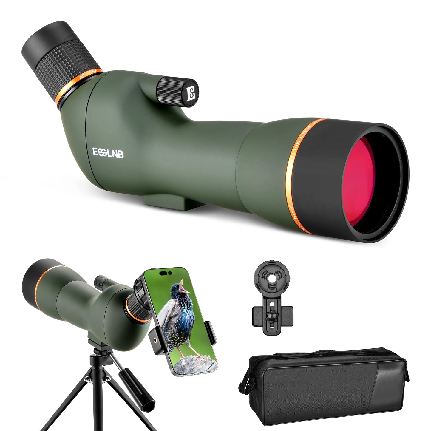 20-60X70 Zoom HD Spotting Scope  /  FMC Lens BAK4 Prism  /  Portable Size Design with Mobile Holder  / Table Tripod for Bird Watching  /  Wildlife Observation