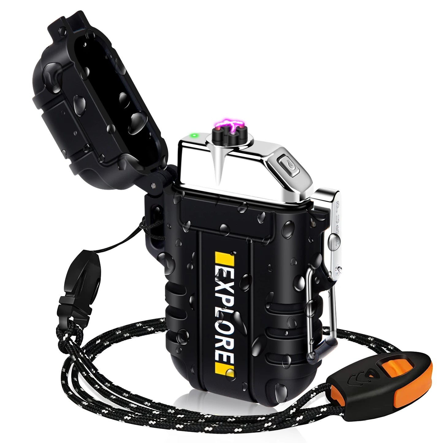 Waterproof Electric Lighter /  Windproof  / Dual Arc  /  USB Rechargeable  /  Flameless Plasma Lighters  /  Camping  / Hiking  / Survival  / Tactical