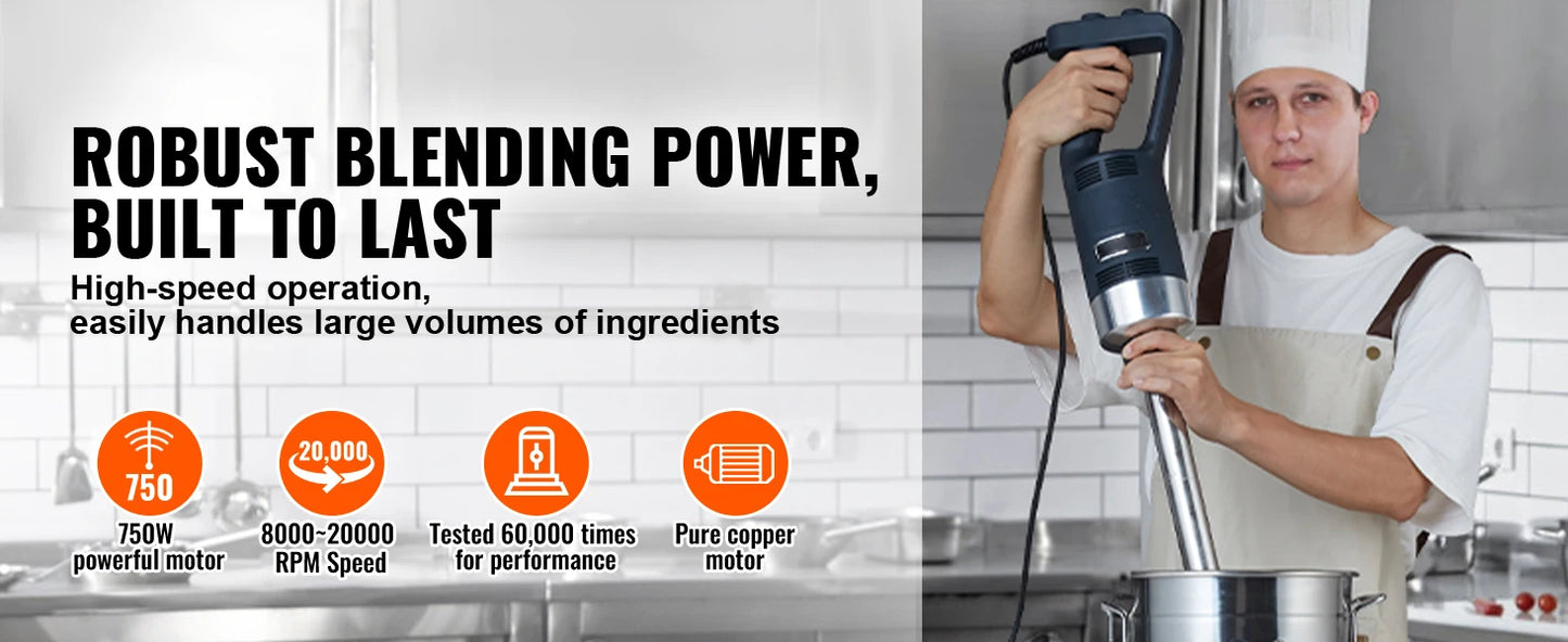 16" Commercial Immersion Blender /  Heavy Duty Commercial Hand Mixer /  Multi-Purpose Portable Commercial Mixer for Soup, Smoothie, Puree Baby Food