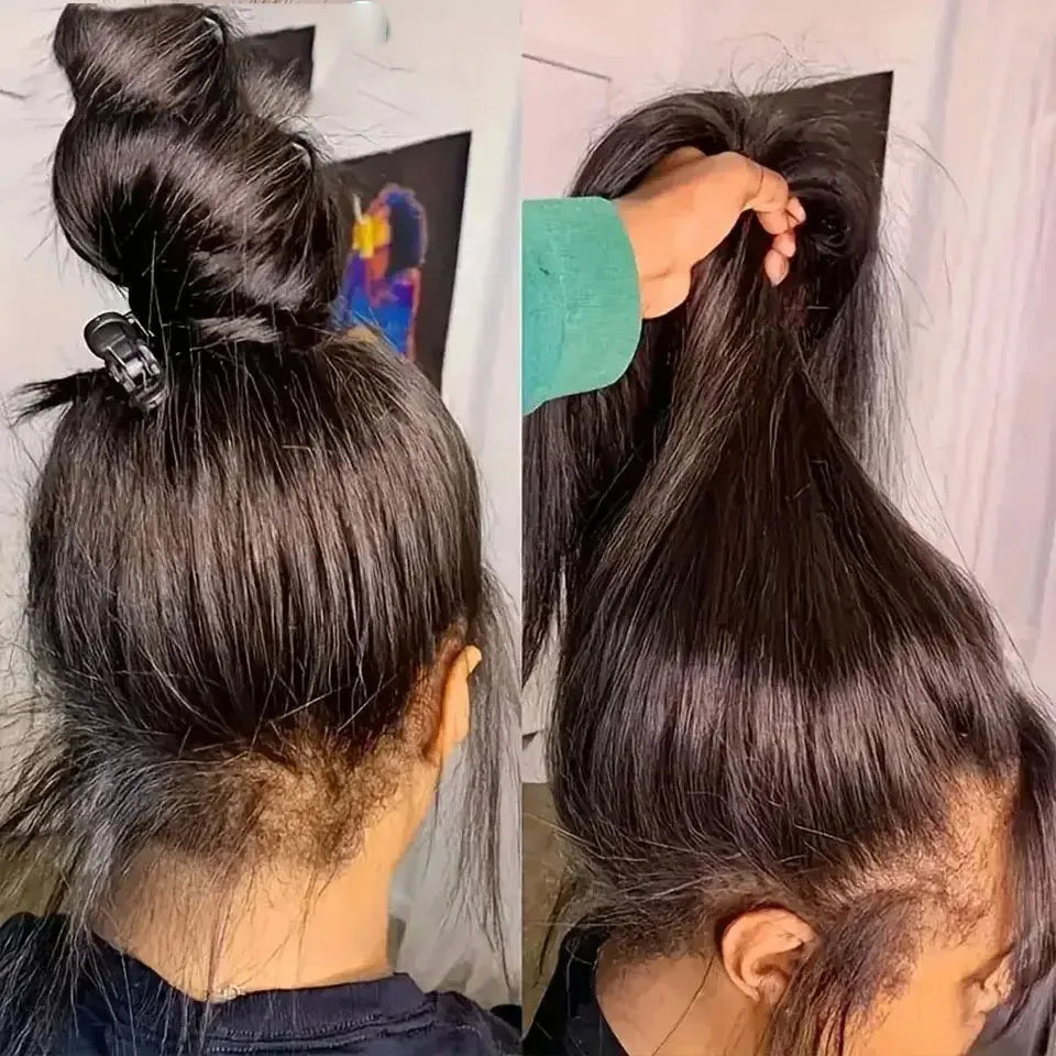 Invisi-Strap 360 Glueless Full Lace Front Wigs / Human Hair / HD Straight / 13x4 Lace Frontal Wig / Pre=Plucked Drawstring Wig for Women