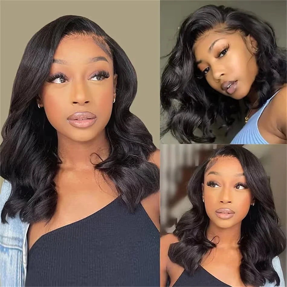Short Human Hair Wigs / Bob Wig 13x6 Lace Hd Body Wave Wig / 13x4 Hd Lace Frontal Wigs / Loose Body Wave / Black Wig