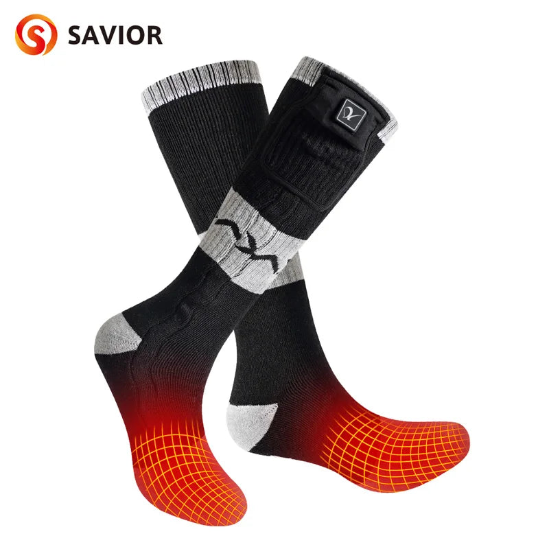 **Savior Heat / Battery Electric Heated Socks For Men / Winter Warm Outdoor Sports / Rechargeable Thermal Socks / Women For Cycling