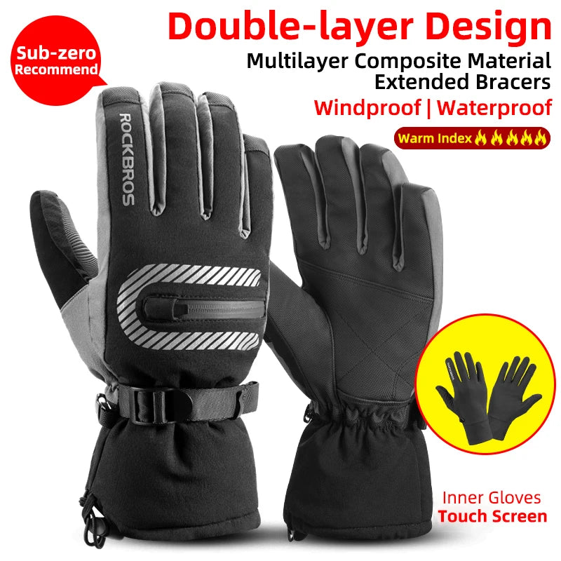 Winter Gloves / Motorcycle / Waterproof Fleece Thermal Gloves / Snowboard / Snowmobile Gloves / Unisex / Snow Cycling Gloves