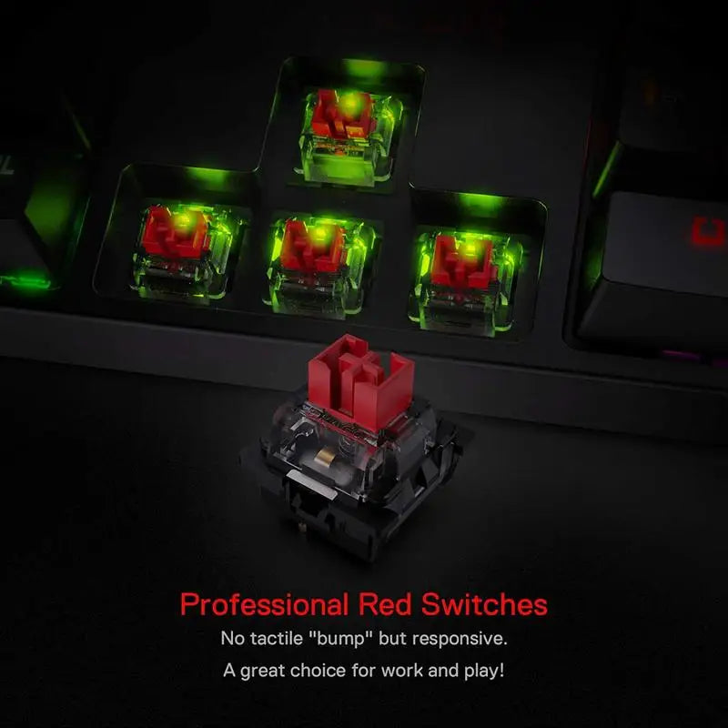 K582 SURARA RGB LED Backlit Mechanical Gaming Keyboard with 104 Keys / Linear and Quiet-Red Switches