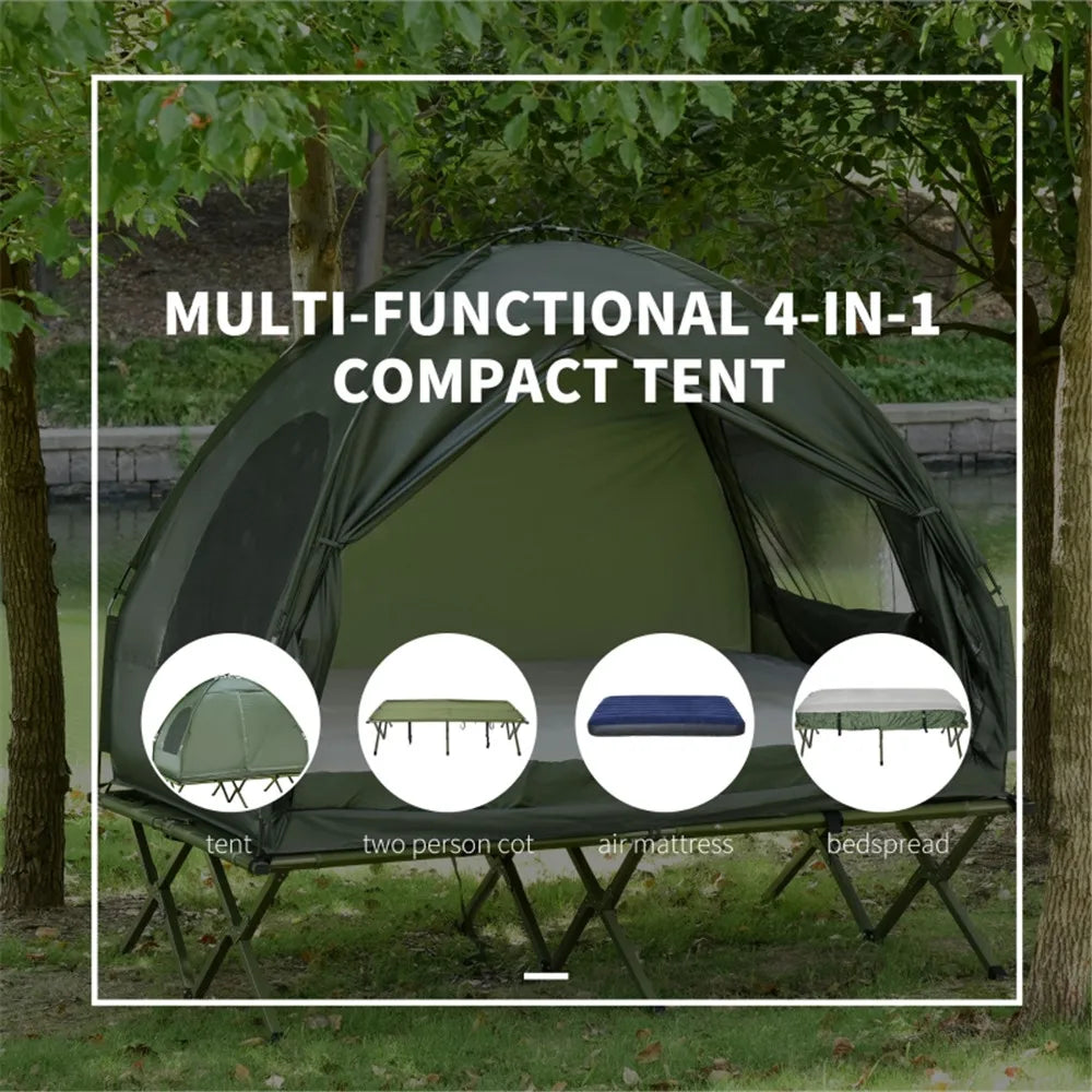Compact 1 Person Folding Portable Pop-Up  /  Off-Ground Bed  /  Single Layer  /  Polyester  /  Rod /  Outdoor /  Camping  /  Hiking