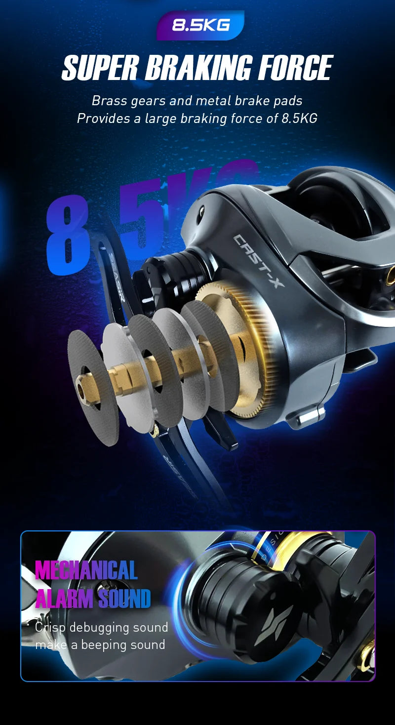 Baitcasting Reel  /  7.3:1 HS Gear Ratio  /  Aluminum Double Spool  /  Carbon Grip /  Metal BFS Micro Fresh Seawater Fishing Coil