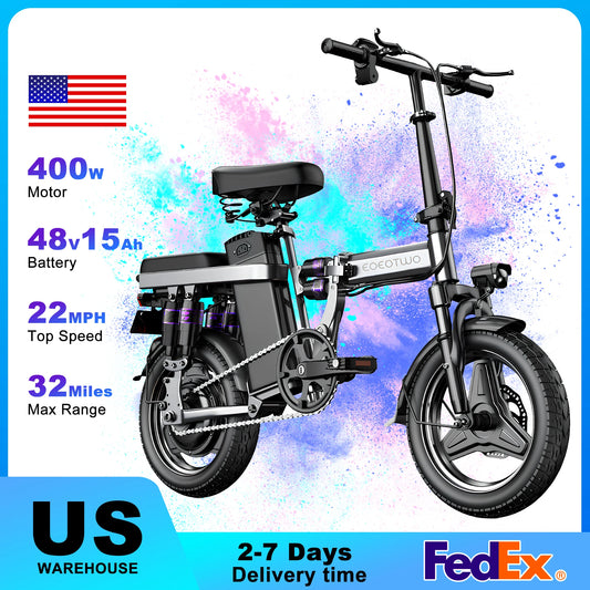 Peak 600W Electric Bikes /  Adult /   48V  720Wh Removable Battery  /   22 MPH  /   Compact Folding Ebike With LCD Display  /   23-32Miles