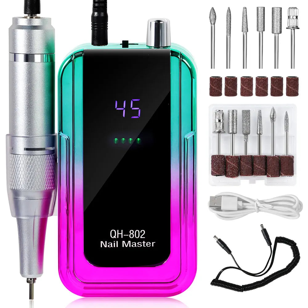 45000RPM Electric Nail Drill / File / Professional for Acrylic Gel Dip Powder Nails / Portable Machine Kit for Manicure Pedicure Tools