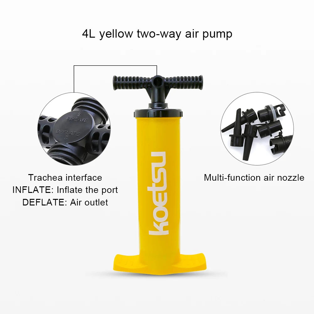 4L Kayak Air Pump / Anti-Slip / Double Action Inflation Pump / Portable Hand Pump / Handheld Air Inflator for Water Sports