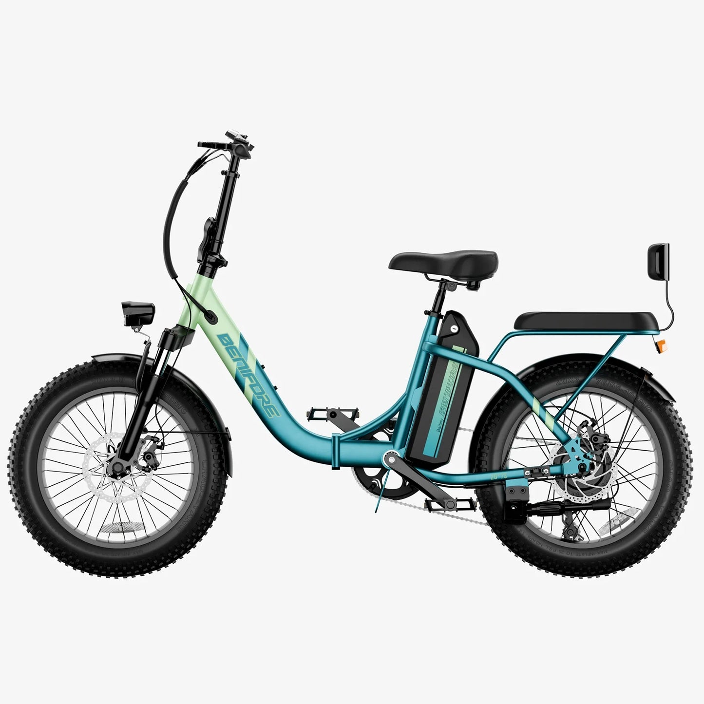 CM***C23 20"x3" Folding Electric Bike / Peak 1200W, 720Wh / Top 28 Mph, Max 65 Mile, Max Load 265Ibs / With Mini Sofa Back Seat