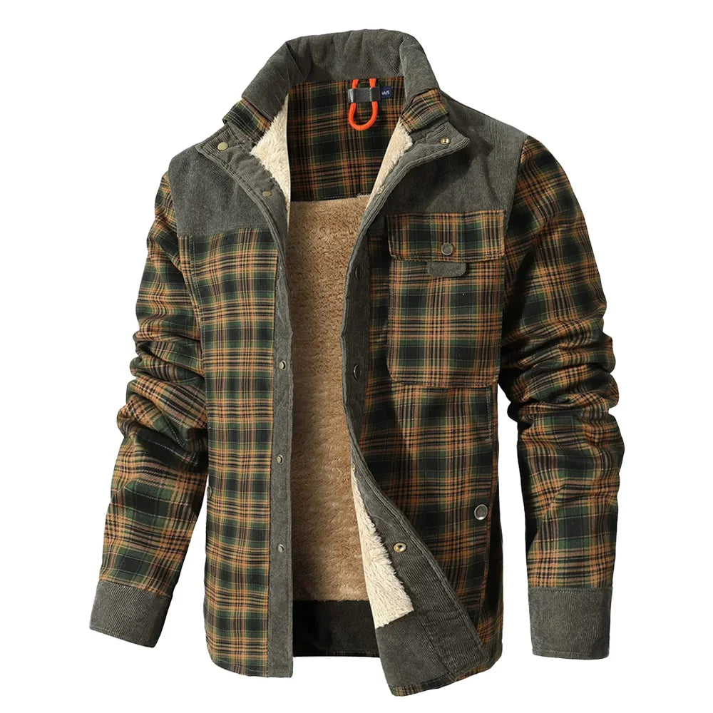 **Men's Jackets / Winter / Windproof / Warm / Casual / Bomber Coat / Plaid Sherpa Lined Flannel Outdoor Classic Jacket / Men