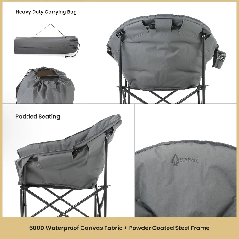 Oversized Heavy-Duty Folding Camping Chair with Cup Holder
External Pocket
Portable
Padded Seat