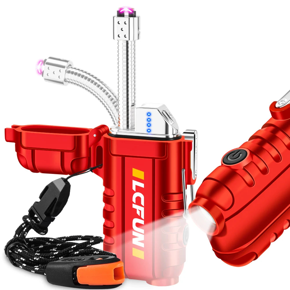 Waterproof Electric Lighter /  Windproof  / Dual Arc  /  USB Rechargeable  /  Flameless Plasma Lighters  /  Camping  / Hiking  / Survival  / Tactical
