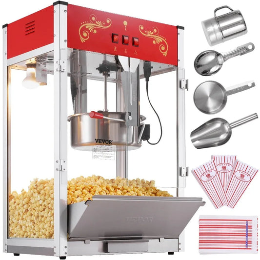 **Popcorn Popper Machine / Countertop Popcorn Maker / 1615W 16 Red