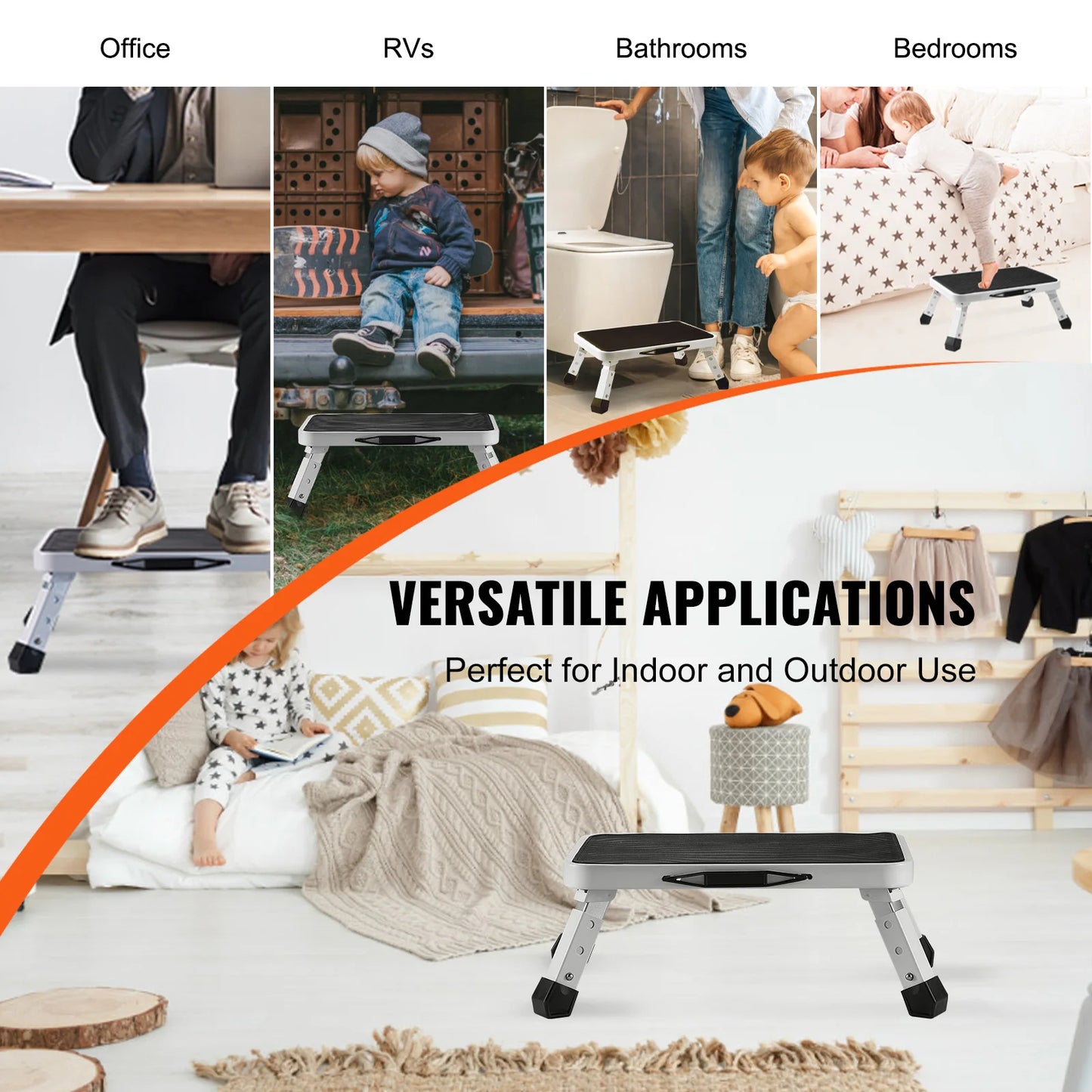 **Step Stool / 1 Step / 330 lbs Capacity / Adjustable Height / Non Slip / Sturdy