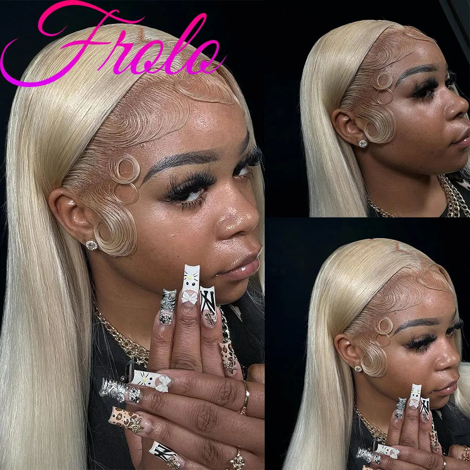 **Blonde Straight 613 HD Lace Frontal Wig / 13x6 Lace Front Wig / Human Hair / Honey Colored 13x4 Transparent Lace Front Wigs for Women