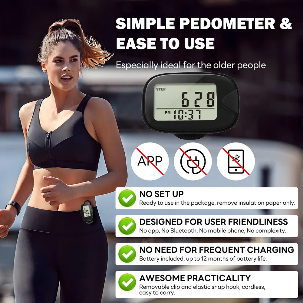 Walking / Pedometer / Clip On Step Counter  / LCD Display /  Accurate Step Tracker /  Multi-Function Electronic Pedometer /  for Walking and Running