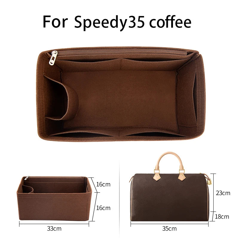WUTA Felt Insert Bag Organizer For LV Speedy 20 25 30 35 / Flap Handbag / Inner Bag Makeup Travel Purse Storage Tote Bag Accessories