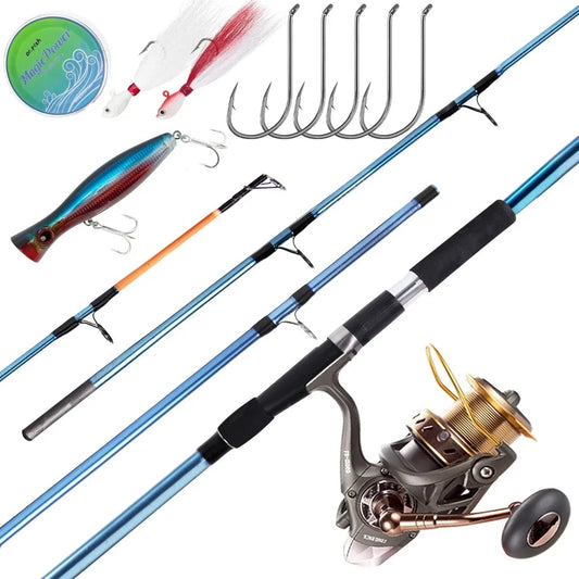 Surf rod and reel combination  /  Saltwater fishing tackle set /  Beach cast spinning rod kit