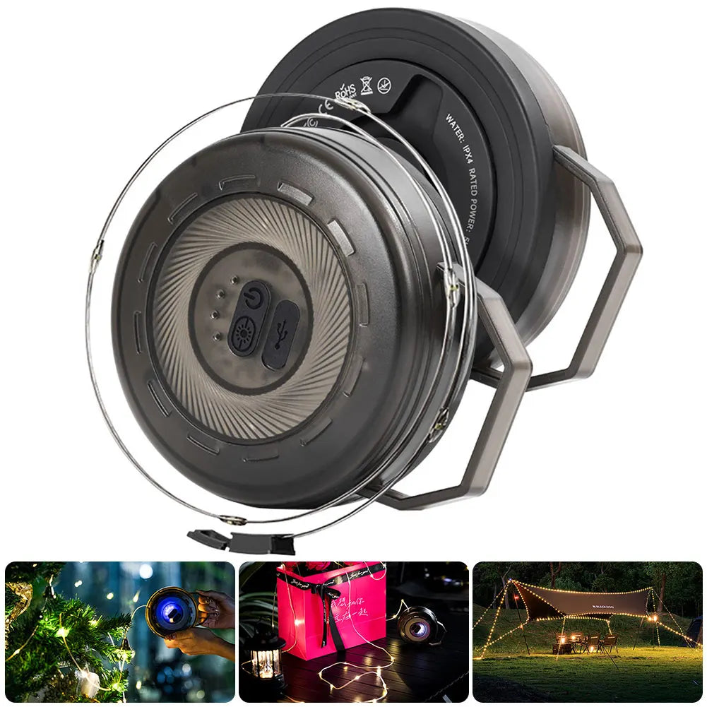 10M Canopy Light Strip  /  Hand Crank  /  Storage  /  Decorative Atmosphere Light  /  Waterproof Portable Camping Lamp  /  Garden  / Backyard /  Home Party Decor