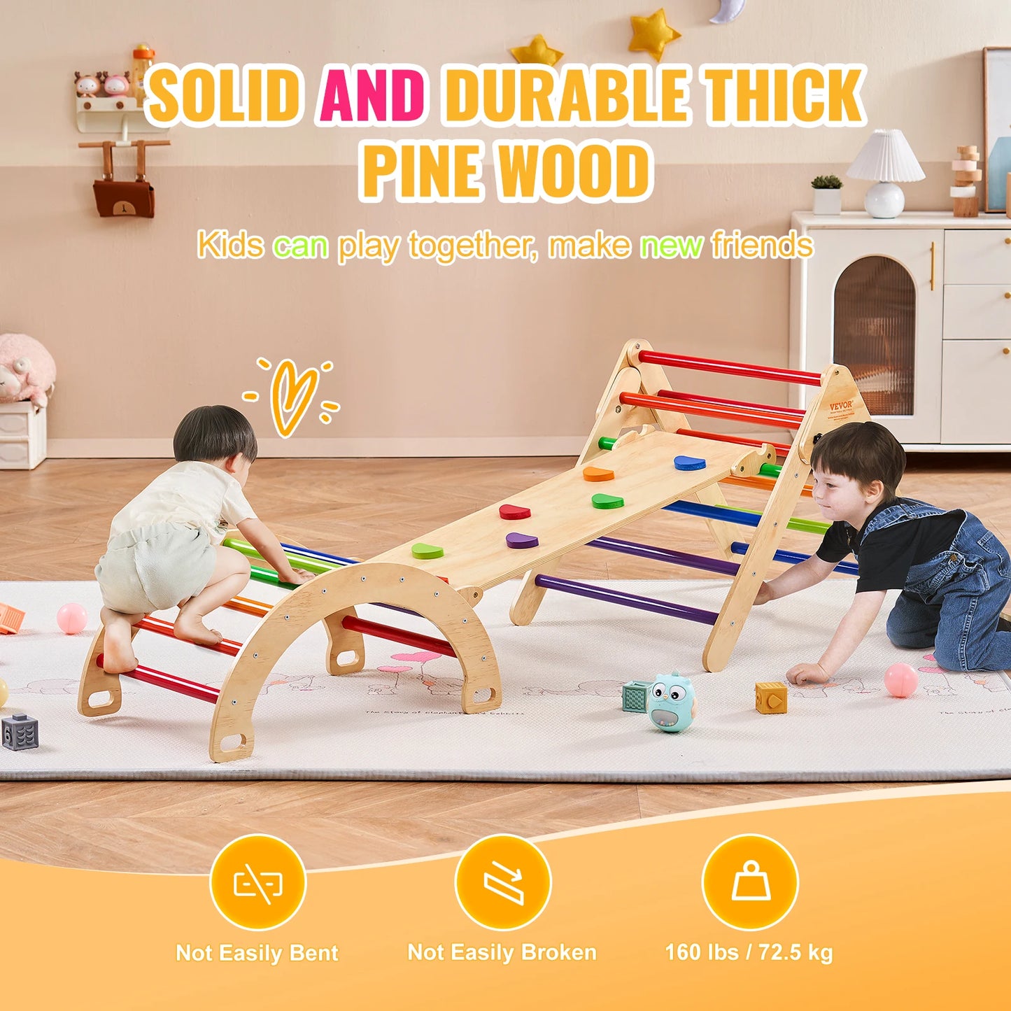 5 -n-1 Toddler Climbing Toy /   INDOOR Playground /  1-4 Years /  Montessori-Inspired!  /  Foldable /  Medium or Large Size /  Wooden Climbing Set