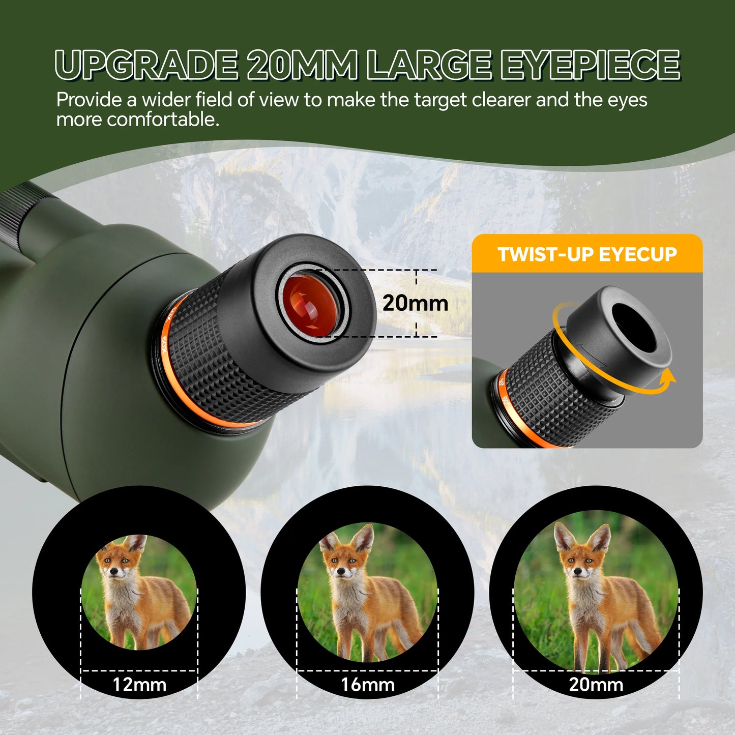 20-60X70 Zoom HD Spotting Scope  /  FMC Lens BAK4 Prism  /  Portable Size Design with Mobile Holder  / Table Tripod for Bird Watching  /  Wildlife Observation