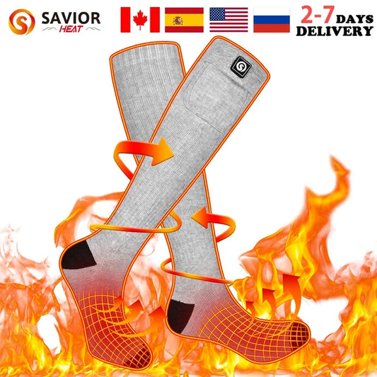 **Savior Heat / Battery Electric Heated Socks For Men / Winter Warm Outdoor Sports / Rechargeable Thermal Socks / Women For Cycling