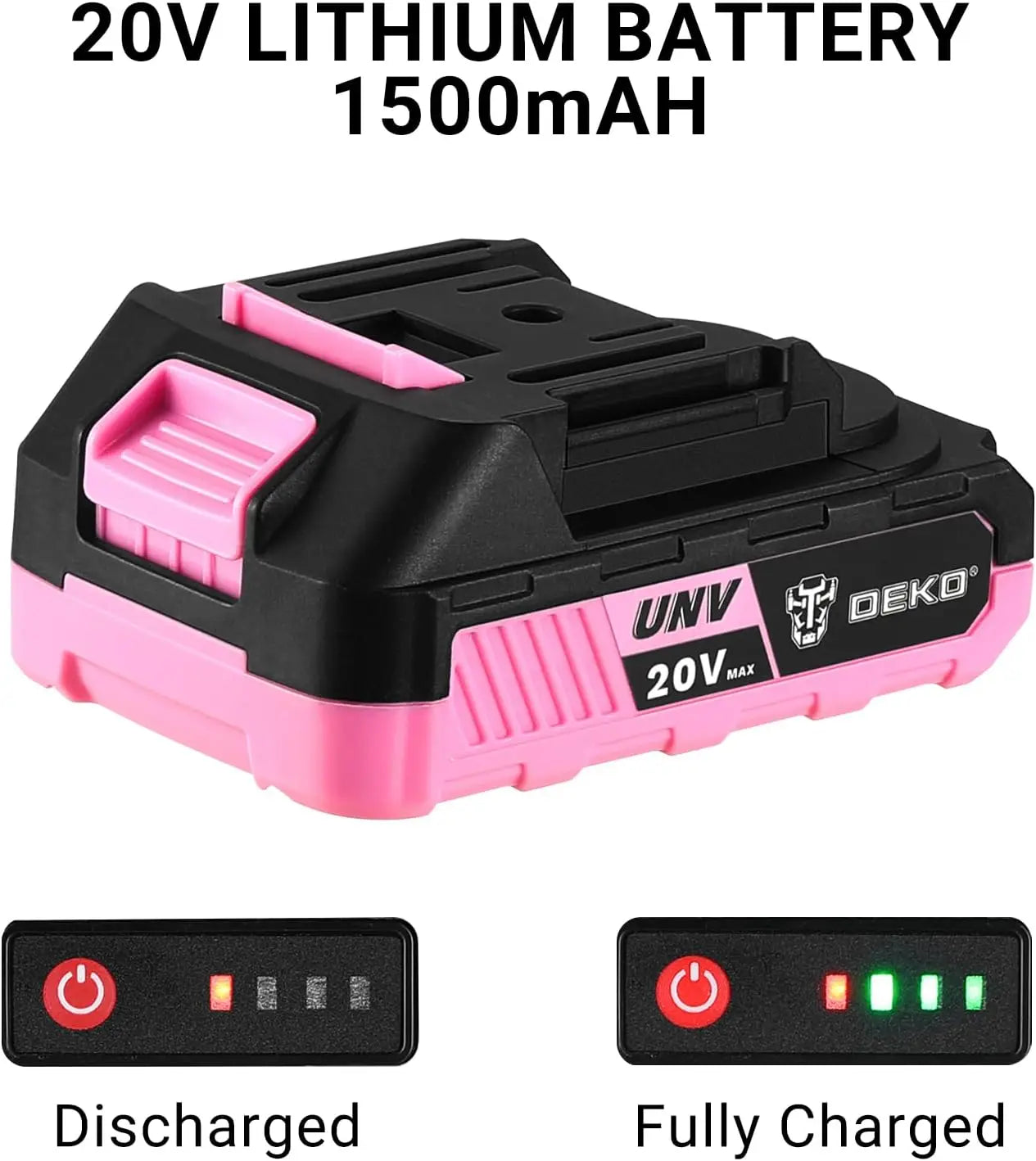 Power Drill Cordless: DEKO Pink Cordless Drill / 20V Electric Power Drill Set / Tool for Women